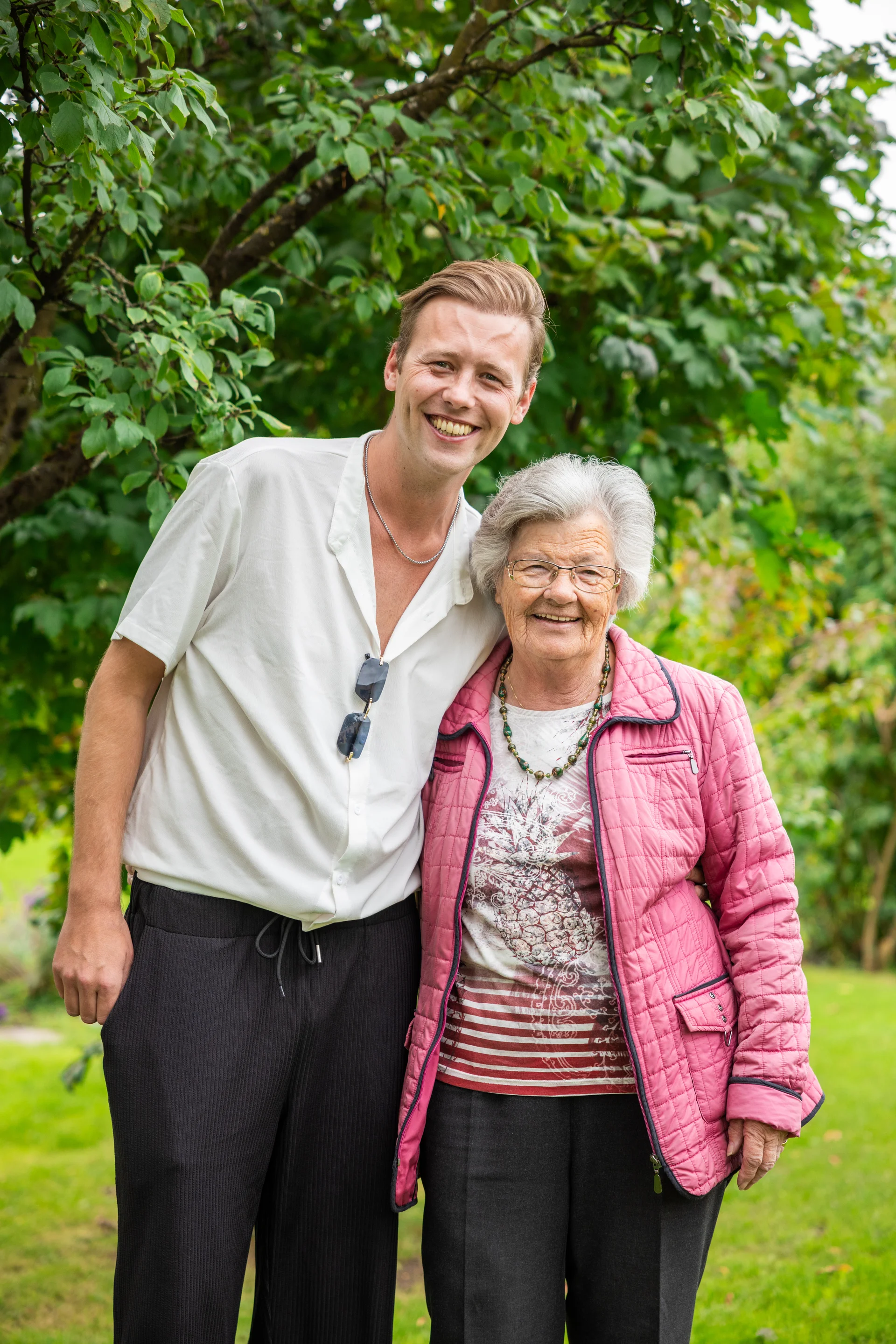 Young man with elderly woman portrait